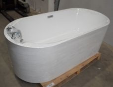 1 x Freestanding 1700mm Acrylic Contemporary Bath With Swan Neck Mixer Taps & Flexi Hose Shower Head