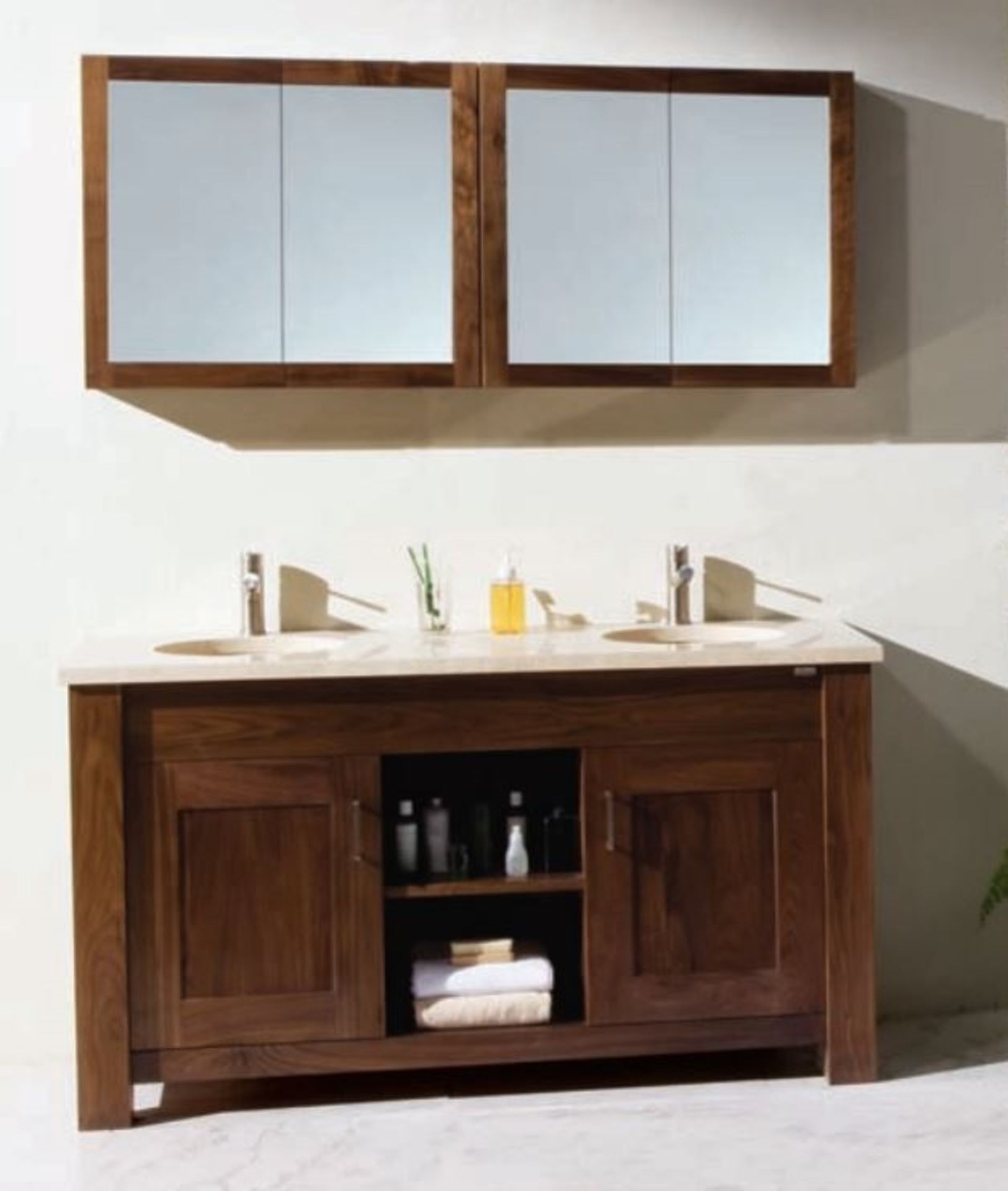 1 x Stonearth 'Finesse' Countertop 1500mm Tall Washstand - American Solid Walnut - RRP £1,900 - Image 10 of 12