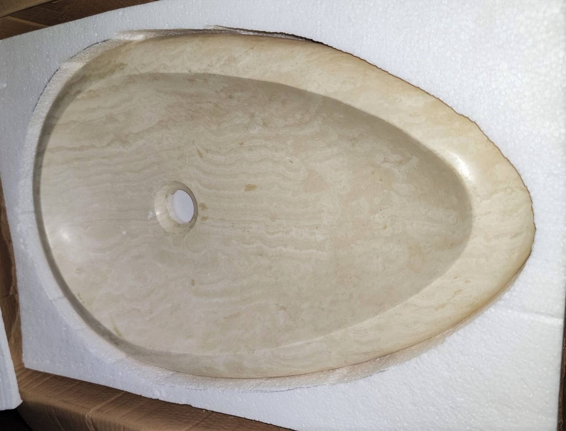 1 x Stonearth 'Pebble' Beige Travertine Stone Countertop Sink Basin - New Boxed Stock - RRP £560 - - Image 3 of 3