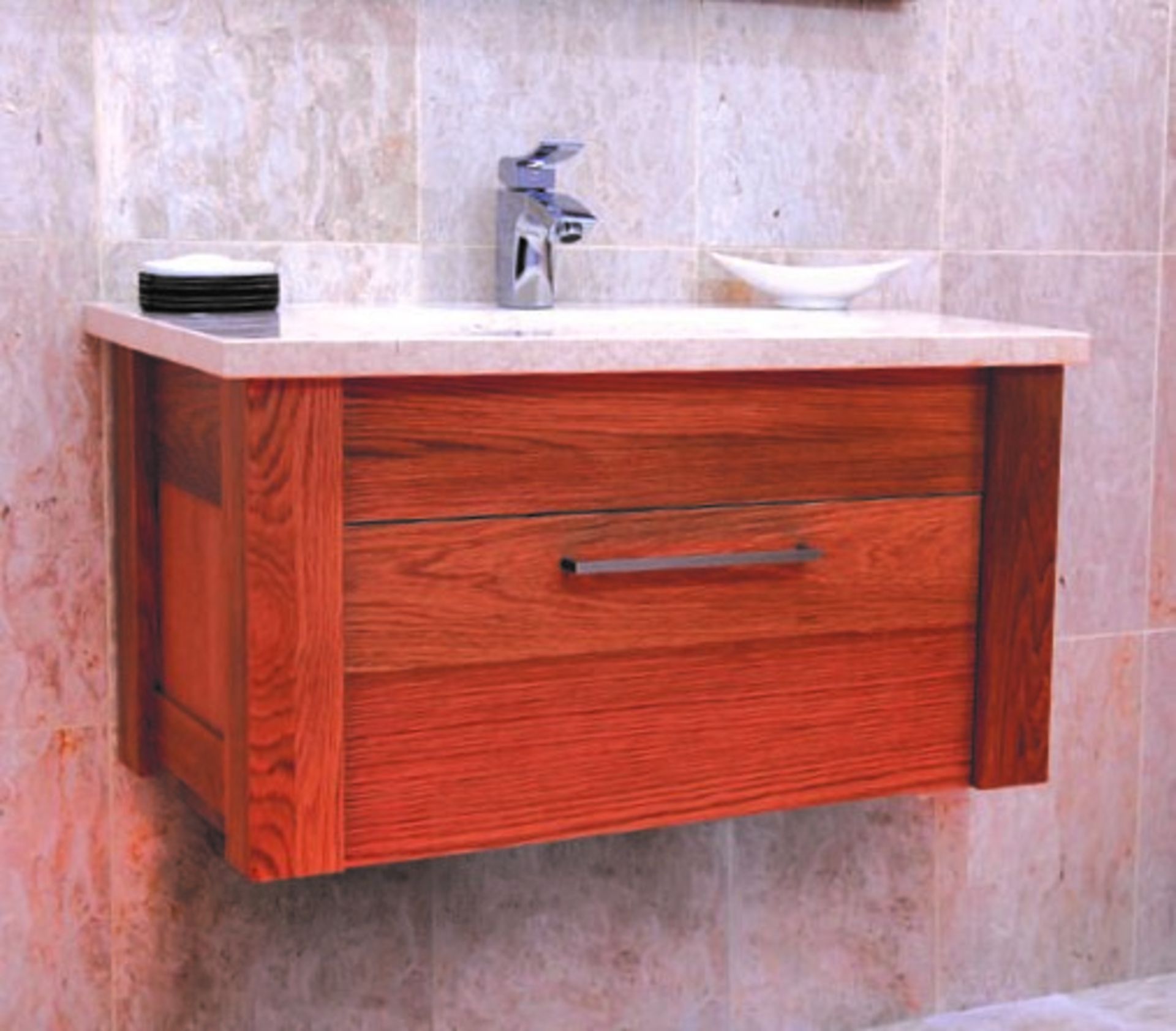 1 x Stonearth 'Venice' Wall Mounted 760mm Washstand - American Solid Walnut - Original RRP £1,169 - Image 3 of 9