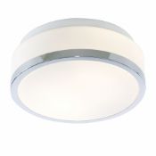 1  x Searchlight Flush Bathroom Ceiling Light - IP44 Chrome Finish With Opal Glass Shade - Product