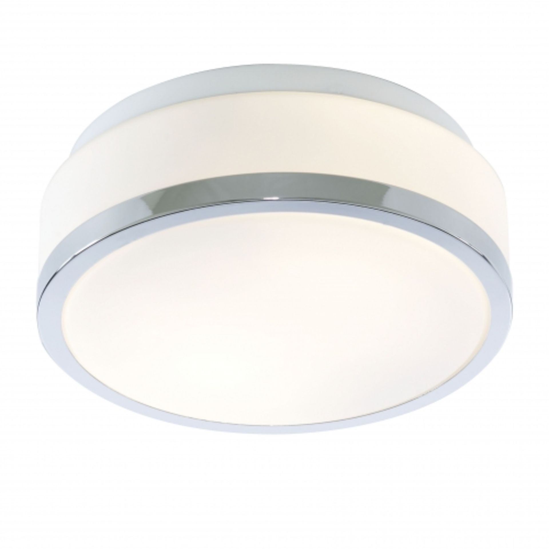 1  x Searchlight Flush Bathroom Ceiling Light - IP44 Chrome Finish With Opal Glass Shade - Product