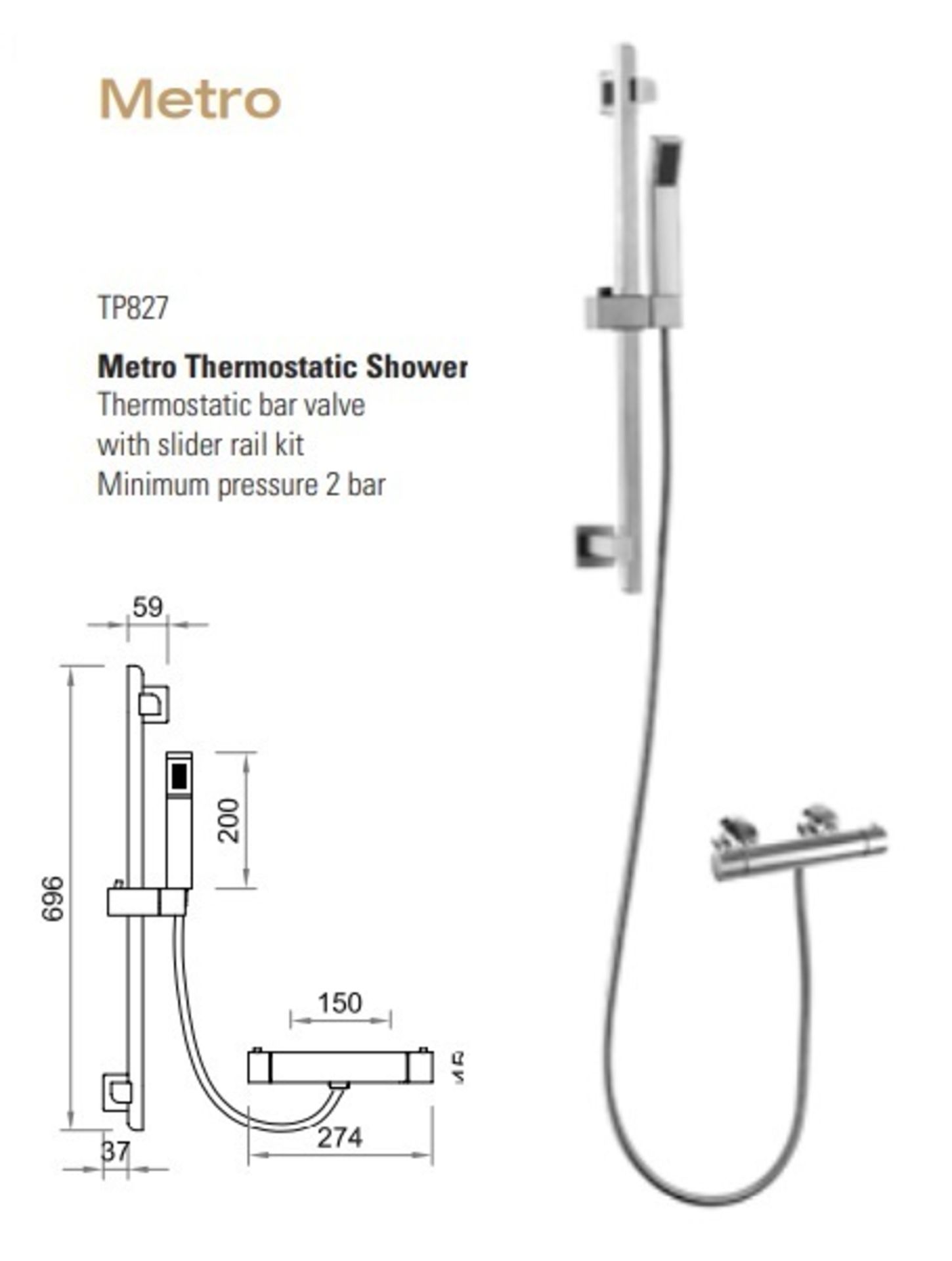 1 x Stonearth 'Metro' Stainless Thermostatic Shower Kit - Brand New & Boxed - RRP £495 - Ref: - Image 2 of 15