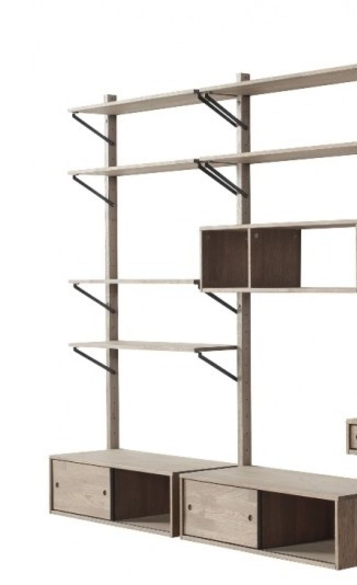 5 x Gyan Smoked Oak Shelves With Metal Supports - Size: 80 x 25cm - By Wood - Type 373666 - New - Image 5 of 5