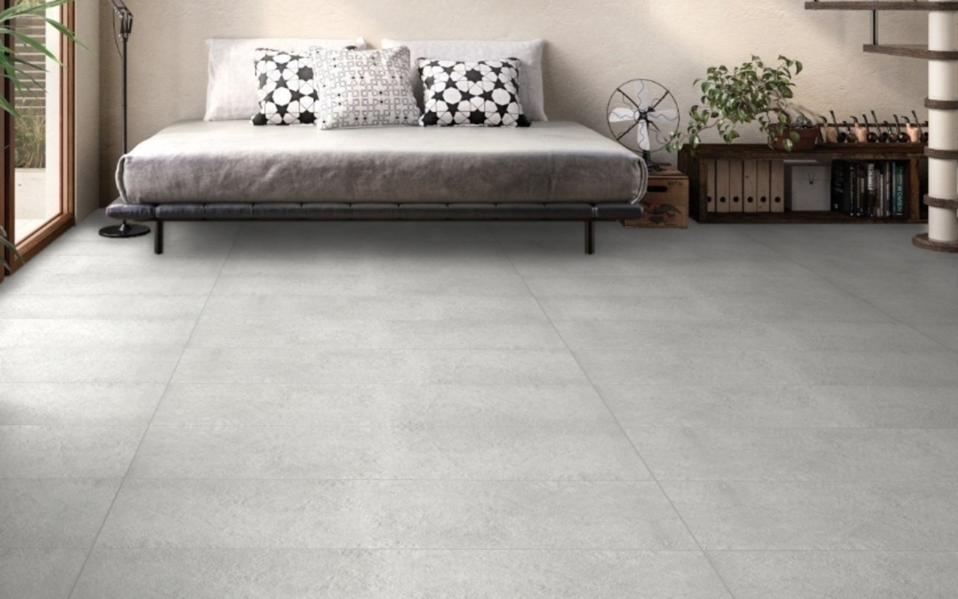 12 x Boxes of RAK Porcelain Floor or Wall Tiles - Design Concrete Range - White Colour With Matt - Image 2 of 13