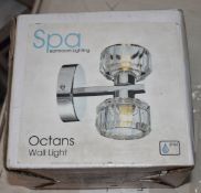 1 x Spa Bathroom Lighting - Octans Wall Light Fitting With Octagon Glass Diffusers - Unused Boxed