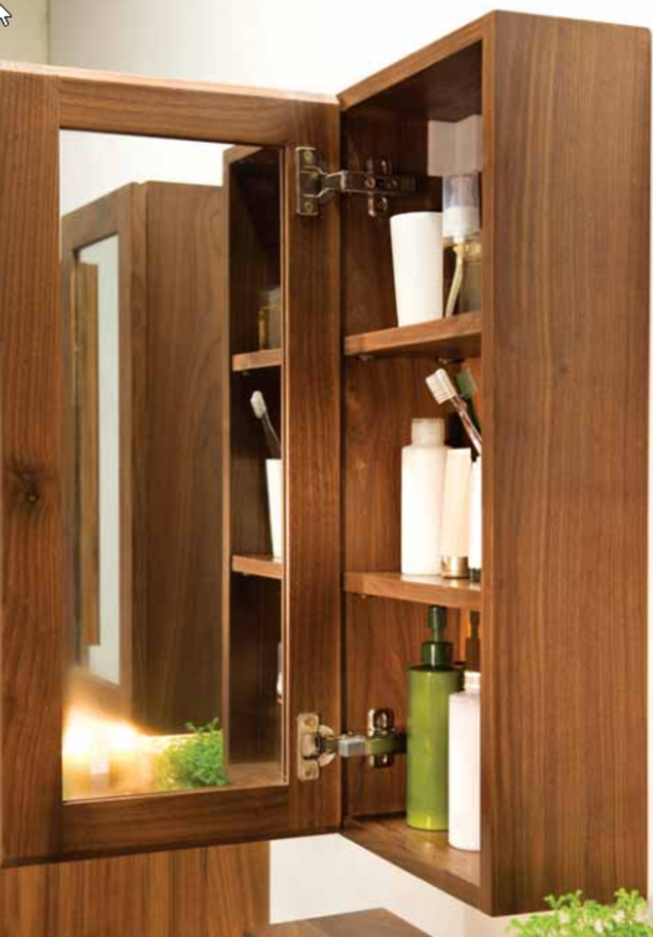 1 x Stonearth 300mm Wall Mounted Mirrored Bathroom Storage Cabinet - American Solid Walnut RRP £356 - Image 3 of 10