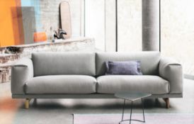 1 x Designer Rest Three Seater Sofa by Muuto - Quality Light Grey Fabric With Oak Feet - RRP £4,250