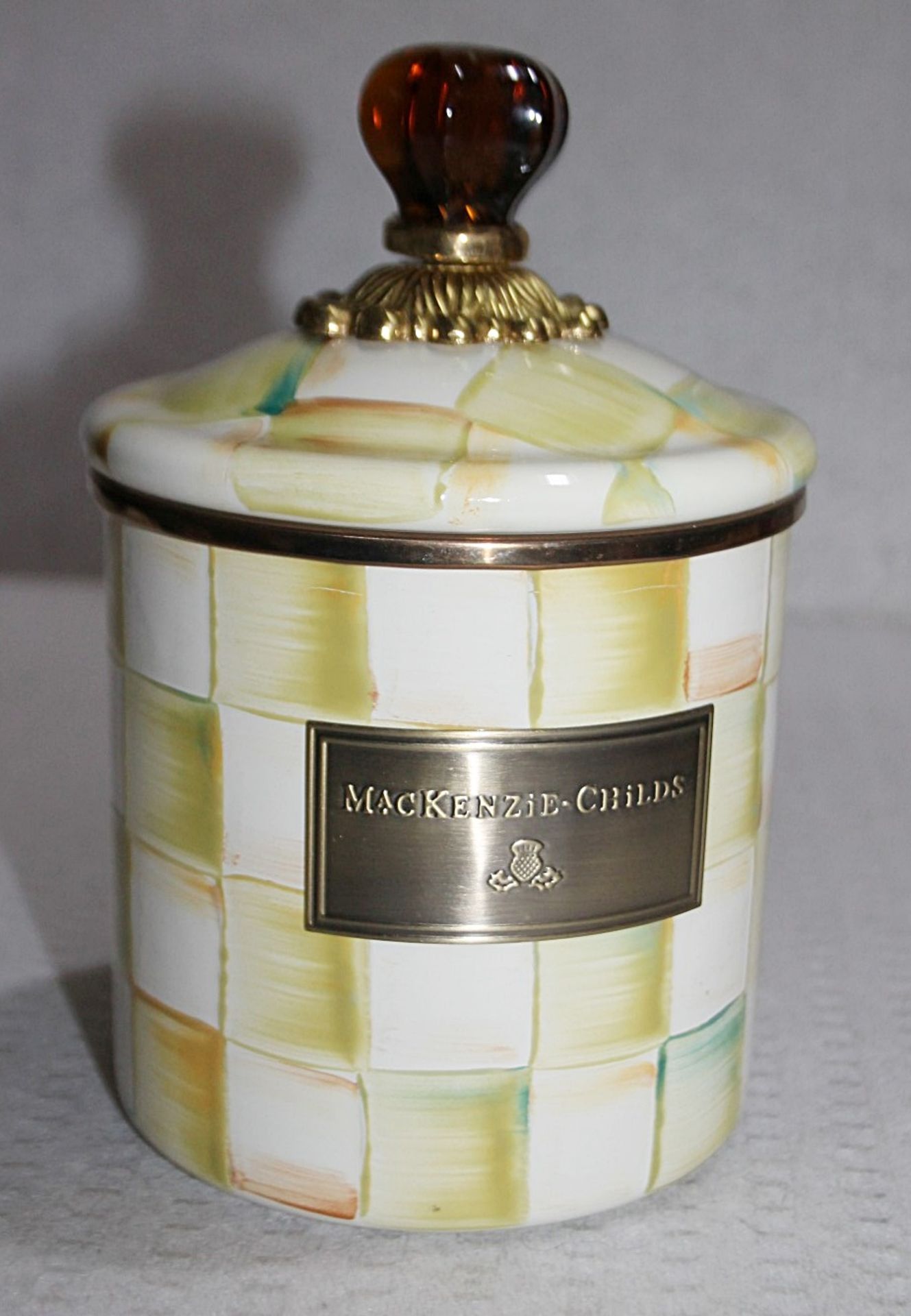 1 x MACKENZIE-CHILDS Small Parchment Check Enamel Canister - Original Price £97.00 - Ref: HAR280/ - Image 5 of 9