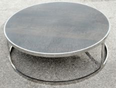 1 x Round Coffee Table With Pattered Top And Chrome Base - CL753 - Ref: GEN258/G-IT - Location: