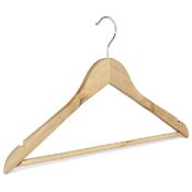 300 x Natural Wooden Coat Hangers - New and Boxed - RRP £216 - Packed in 3 x Boxes of 100 x Hangers