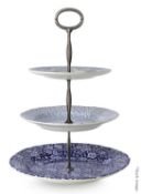1 x BURLEIGH 'Blue Asiatic Pheasants' Luxury, Handmade 3-Tier Cake Stand - Current Price £78.00 *