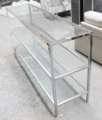 1 x 3-Tier Rectangular Metal Shop Display Unit With Glass Shelves In Chrome - Ex-Display Showroom