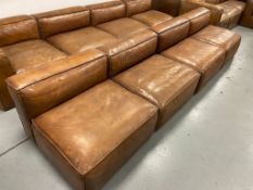 1 x Modular Sofa Upholstered in Distressed Tan Leather - Large Chunky Design