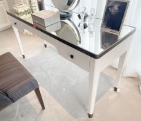 1 x Luxury Dressing Table Featuring An Antique-style Mirror Inlaid Top With A Bronzed Metal Trim