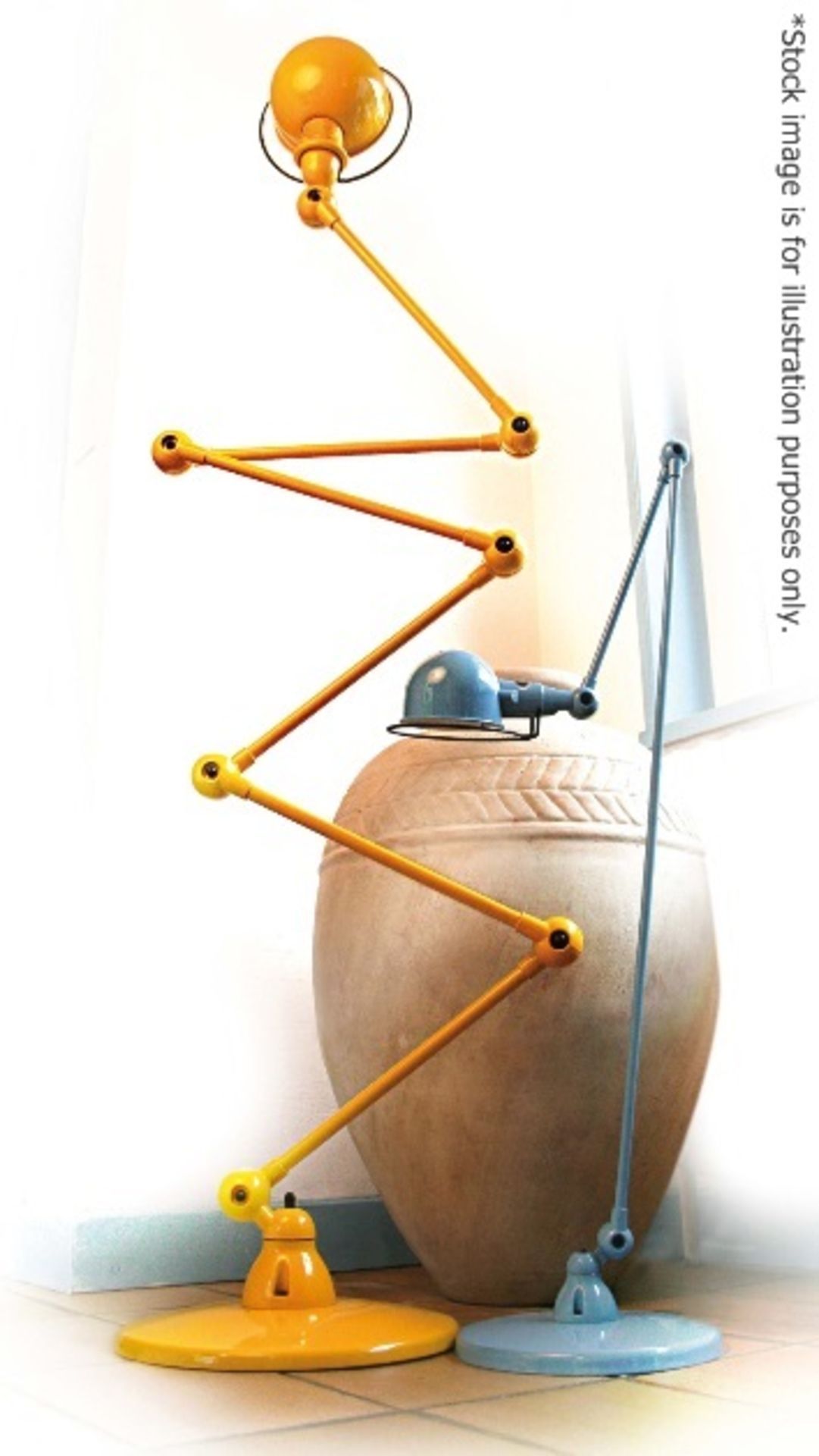 1 x Jean Louis Domecq Inspired 6-Bar ZIG-ZAG Industrial-style Floor Lamp In Bright Yellow - New