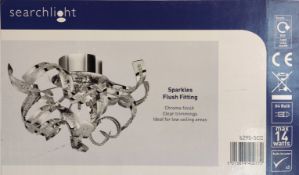 1 x Searchlight Sparkles Flush Fitting - Chrome Finish, Clear Trimmings - New Boxed Stock - CL323 -