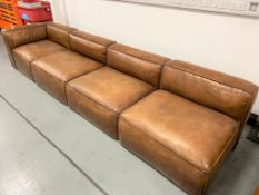 1 x Modular Corner Sofa Upholstered in Distressed Tan Leather - Large Chunky Design