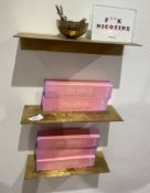 1 x Set Of Three Brass Wall Hung Shelves - Contents Not Included - Size: 400mm x 150mm each -