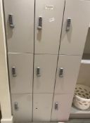 1 x Combination Locker Units - 9 Lockers - 1 Lock Missing - Size: 930mm (w) x 500mm (d) x 1800mm (h)