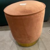 1 x Pink Footstool With Brass Base - Very Solid Construction - CL776 - Ref: GB070 - Location: London