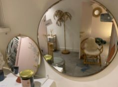 1 x Pair Of Round Mirrors , Gold Frames - CL776 - Ref: GB056 - Location: London W1WFrom a recently