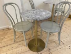 1 x Small Grey Marble Coffee Table With Two Gray Chairs - Size: 500mm (diameter) x 800mm (h) - CL776