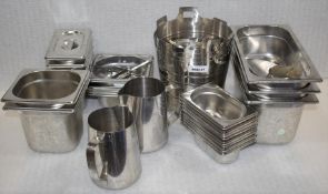 Large Collection of Stainless Steel Commercial Kitchen Accessories - Over 30 Items Included 23 x