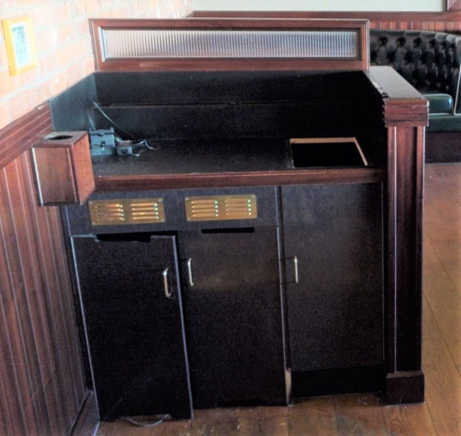 2 x Waiter Stations Featuring a Dark Wooden Finish, Menu Holders, Privacy Panels and Cupboards - - Image 3 of 8