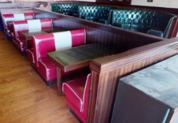 1 x Assorted Lot of Restaurant Seating Benches - Seats 18 Persons - American Diner Style in Red