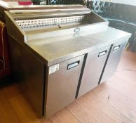 1 x Foster Commercial Gastronorm Prep Counter With Salad / Pizza Topper and Roll Down Night
