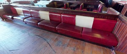 1 x Restaurant Banqueting Seating Bench - 20ft Length - 1950's American Diner Style in Red and Cream