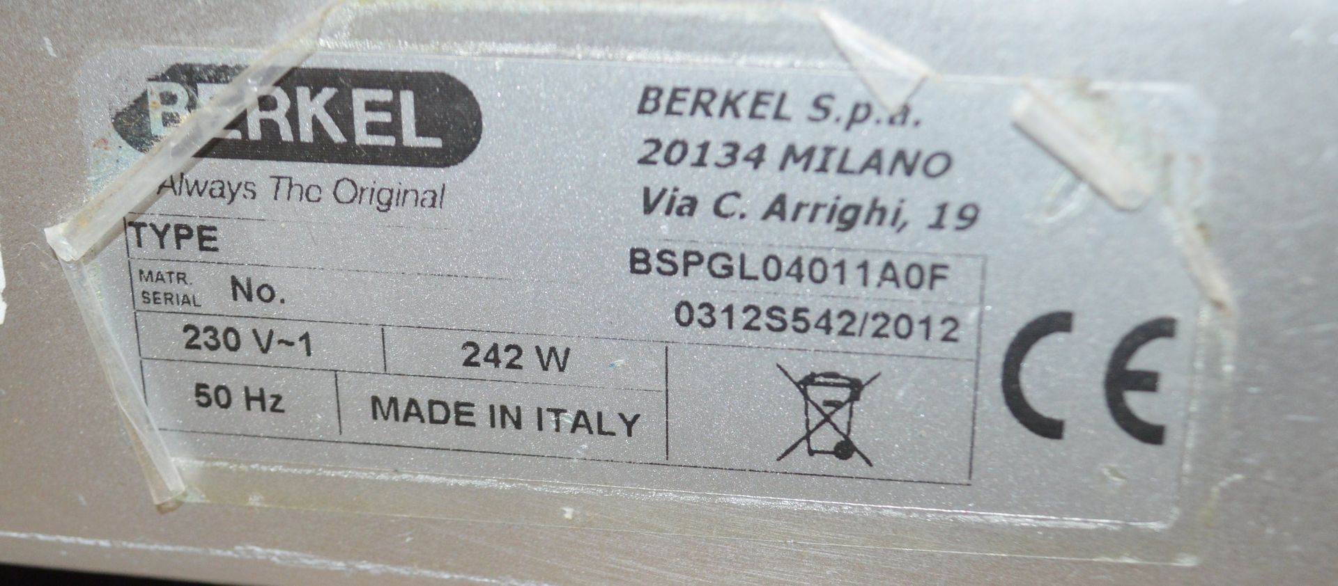 1 x Berkel 12" Commercial Cooked Meat / Bacon Slicer - 220-240v - Model BSPGL04011A0F - Approx - Image 4 of 4