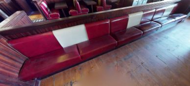 1 x Restaurant Banqueting Seating Bench - 20ft Length - 1950's American Diner Style in Red and Cream