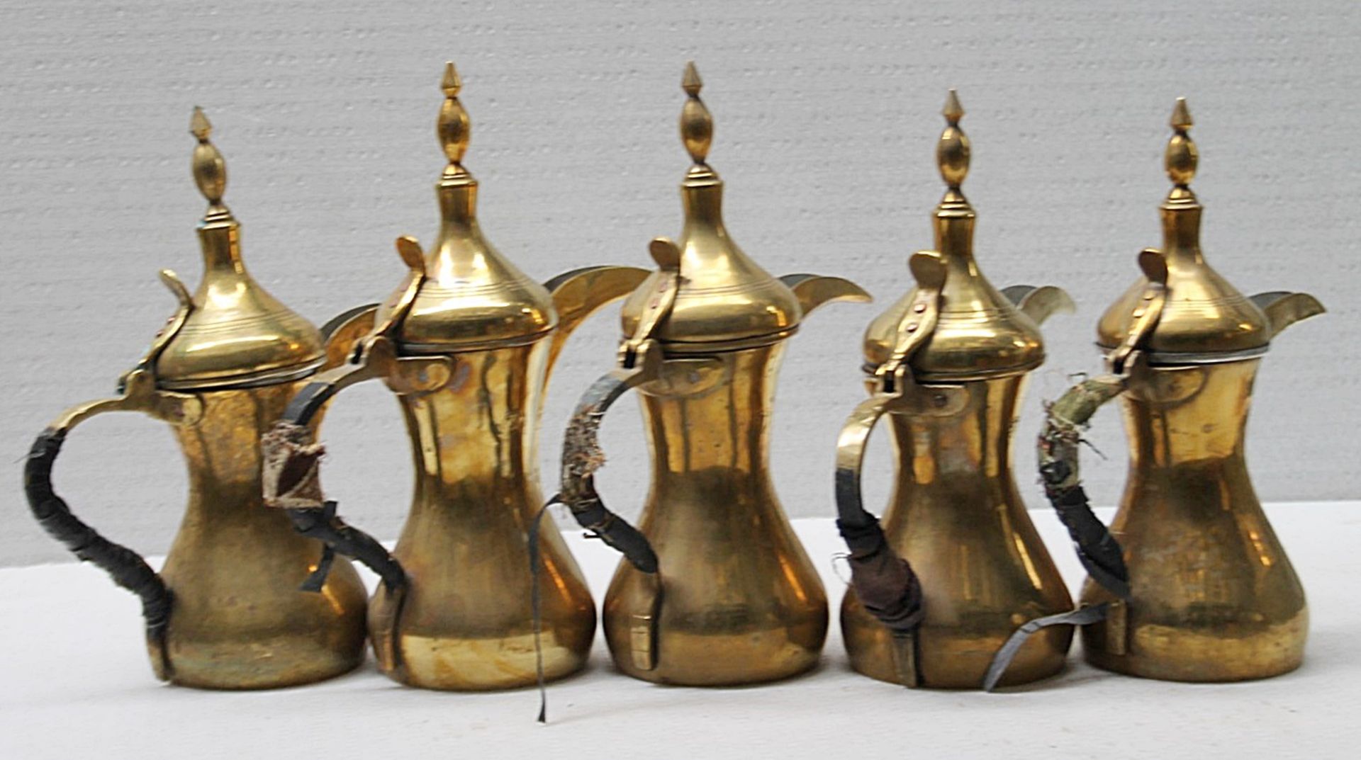 5 x Vintage Brass Arabic Dallah Coffee Pots - Recently Removed From A Well-known London Department - Image 4 of 5