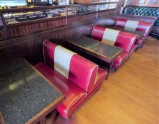 1 x Assorted Lot of Restaurant Seating Benches - Seats 12 Persons - American Diner Style in Red