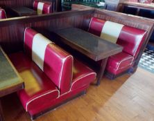 1 x Assorted Lot of Restaurant Seating Benches - Seats 22 Persons - American Diner Style in Red