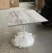 1 x Dining Table With a Driftwood Top and White Tulip Base - New & Unused - Size: H77 x W80 x D80cms