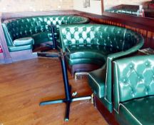 3 x Restaurant Seating Booths - Regency Green Upholstery & Studded Backs