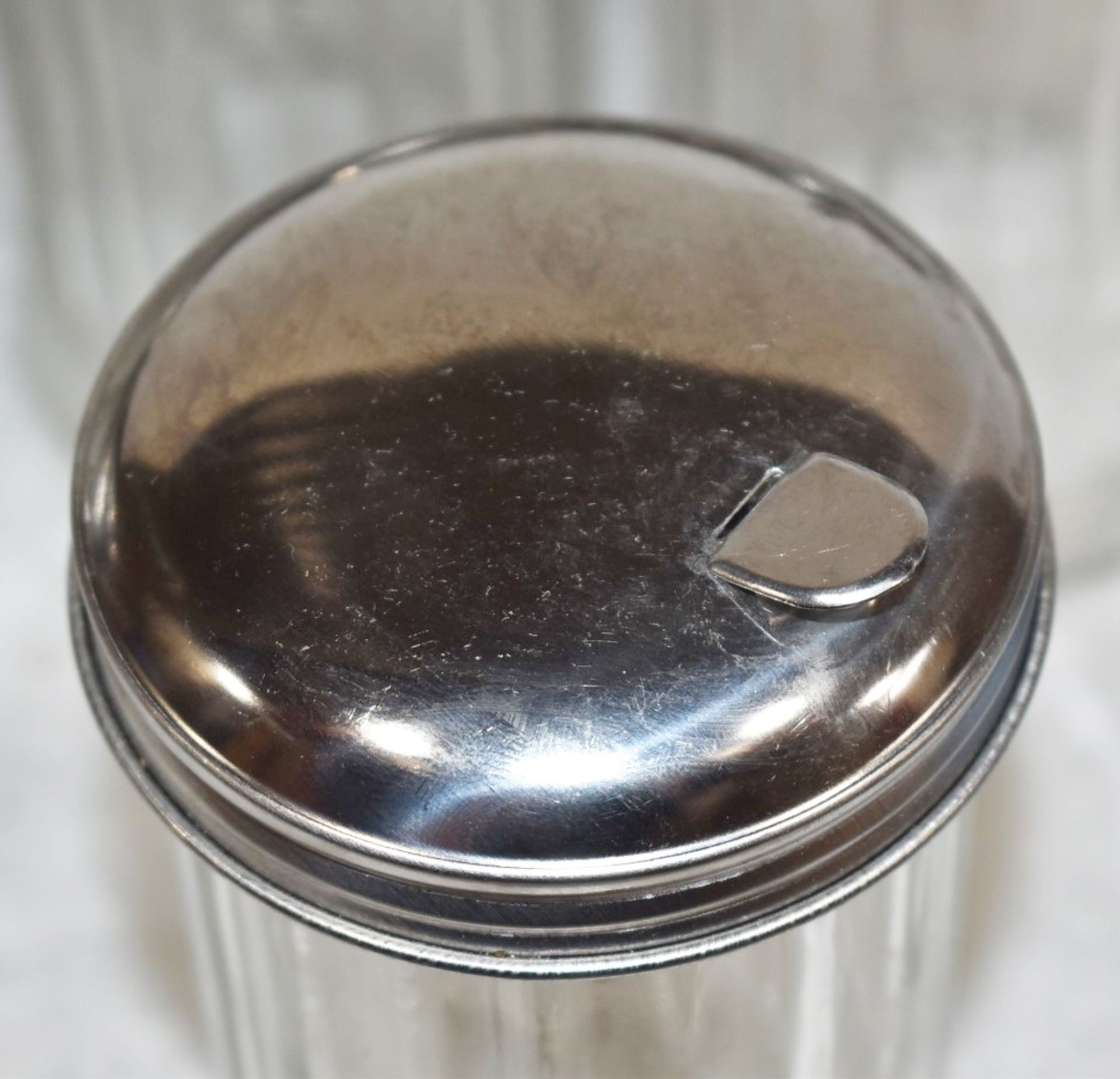14 x Glass Sugar Dispensing Pots With Stainless Steel Lids - Suitable For Cafes or Restaurants - Image 2 of 8