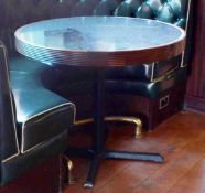 2 x Round Dining Tables With Galaxy Granite Effect Tops With Wooden Ending