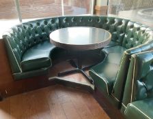 1 x Restaurant Seating Booth - Regency Green Upholstery & Studded Backs