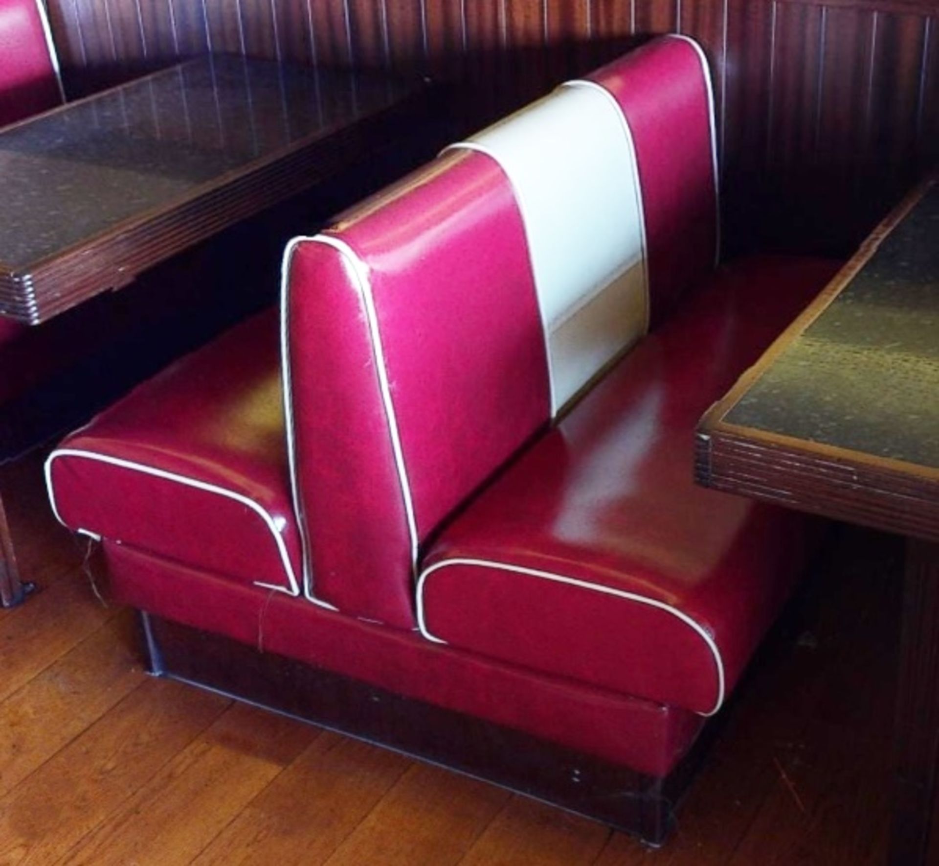 1 x Assorted Lot of Restaurant Seating Benches - Seats 18 Persons - American Diner Style in Red - Image 10 of 11