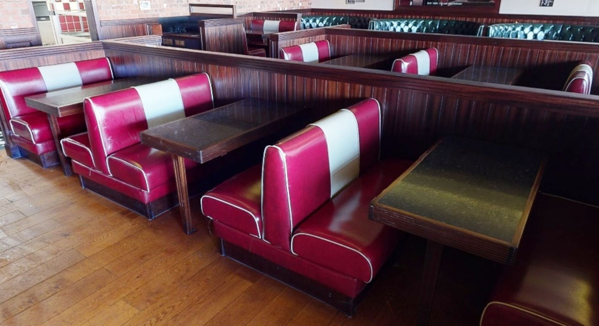 1 x Assorted Lot of Restaurant Seating Benches - Seats 18 Persons - American Diner Style in Red - Image 11 of 11