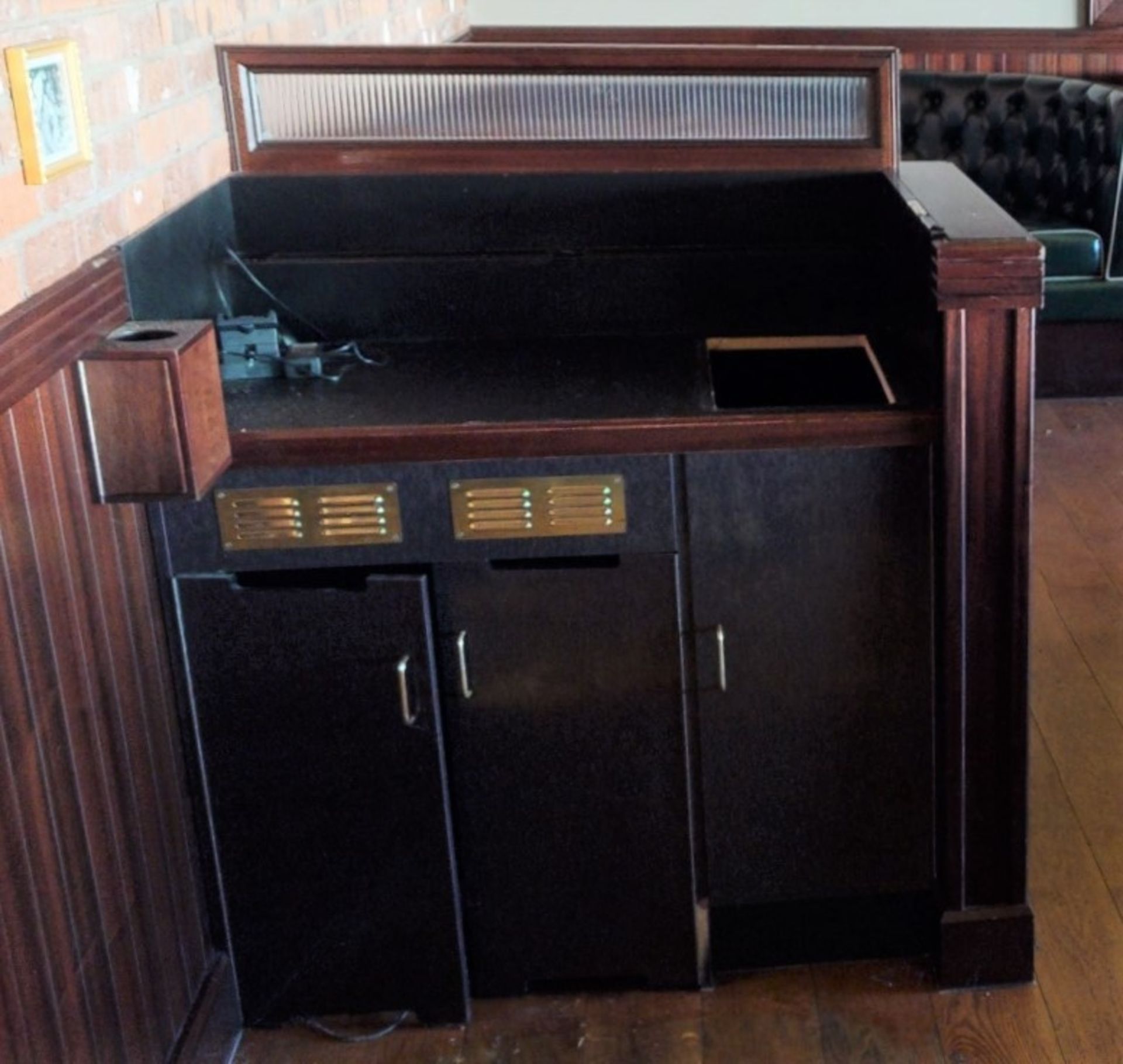 2 x Waiter Stations Featuring a Dark Wooden Finish, Menu Holders, Privacy Panels and Cupboards - - Image 5 of 8