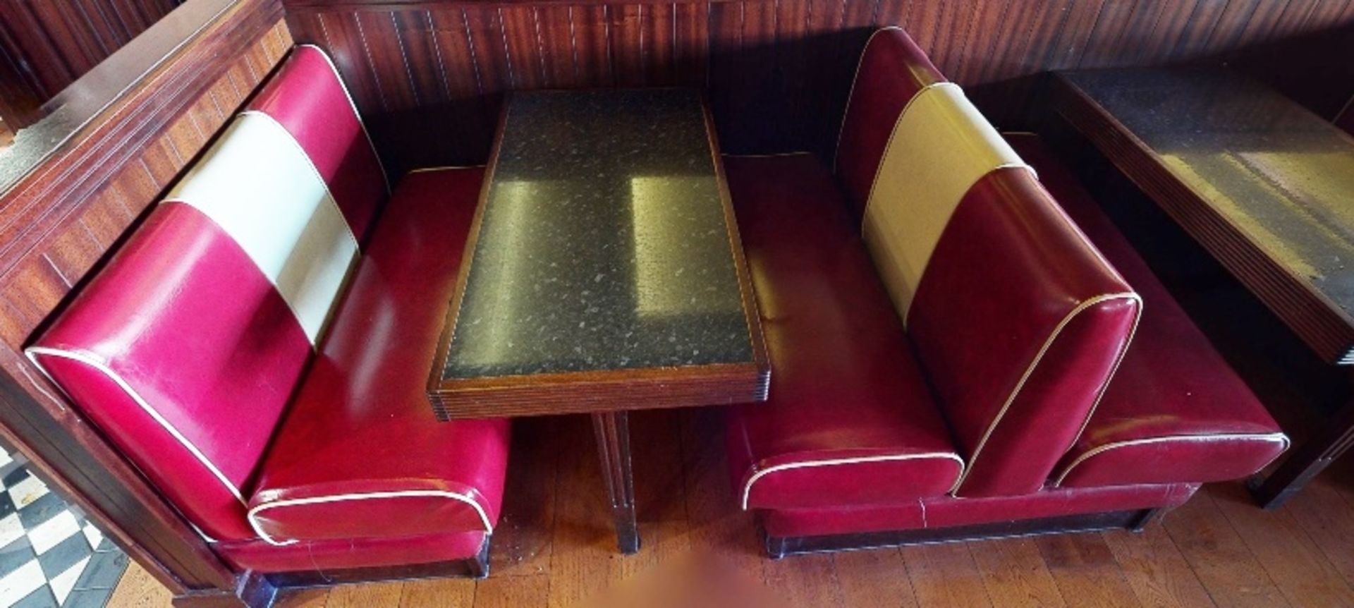 1 x Assorted Lot of Restaurant Seating Benches - Seats 18 Persons - American Diner Style in Red - Image 5 of 11