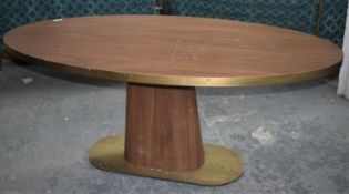 1 x Oval Banqueting Dining Table By AKP Design Athens - Walnut Top With Antique Brass Edging