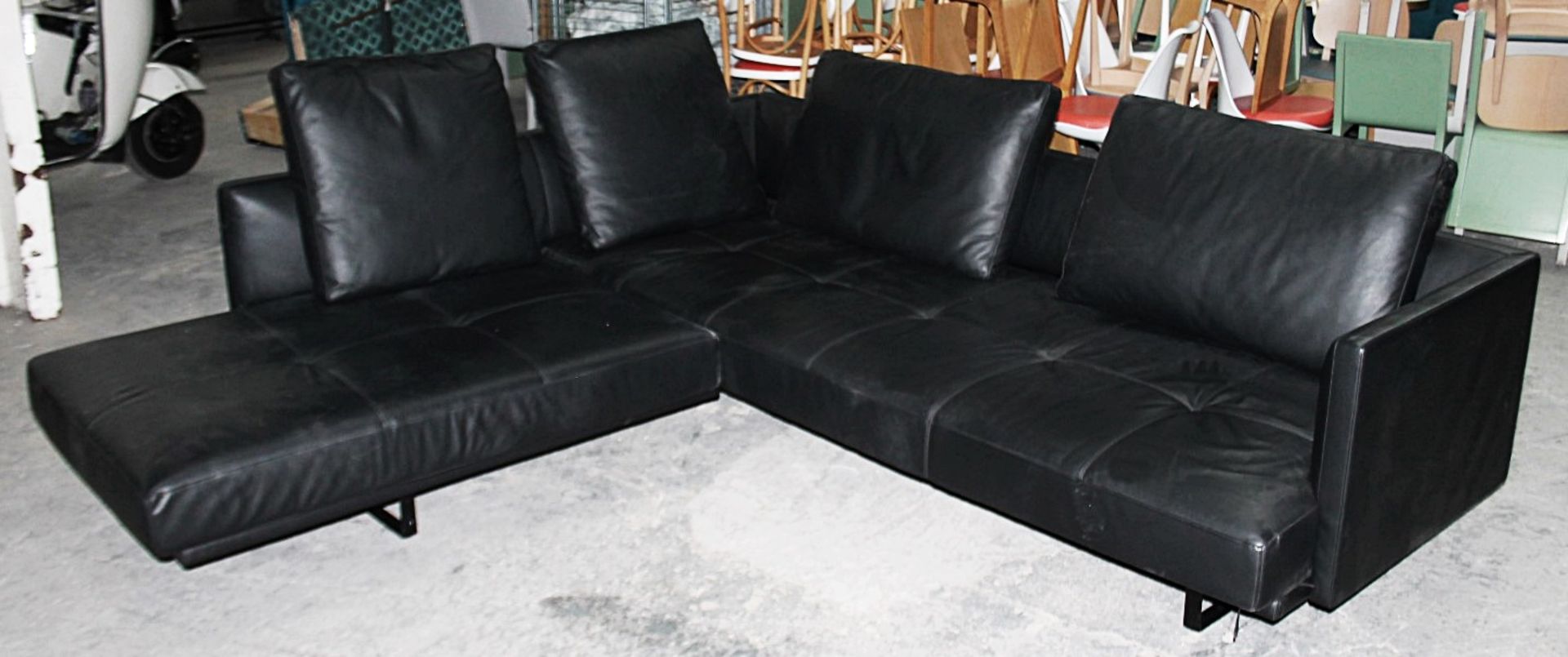 1 x WALTER KNOLL Designer Corner Sofa, Upholstered In A Soft Black Leather - Image 3 of 11