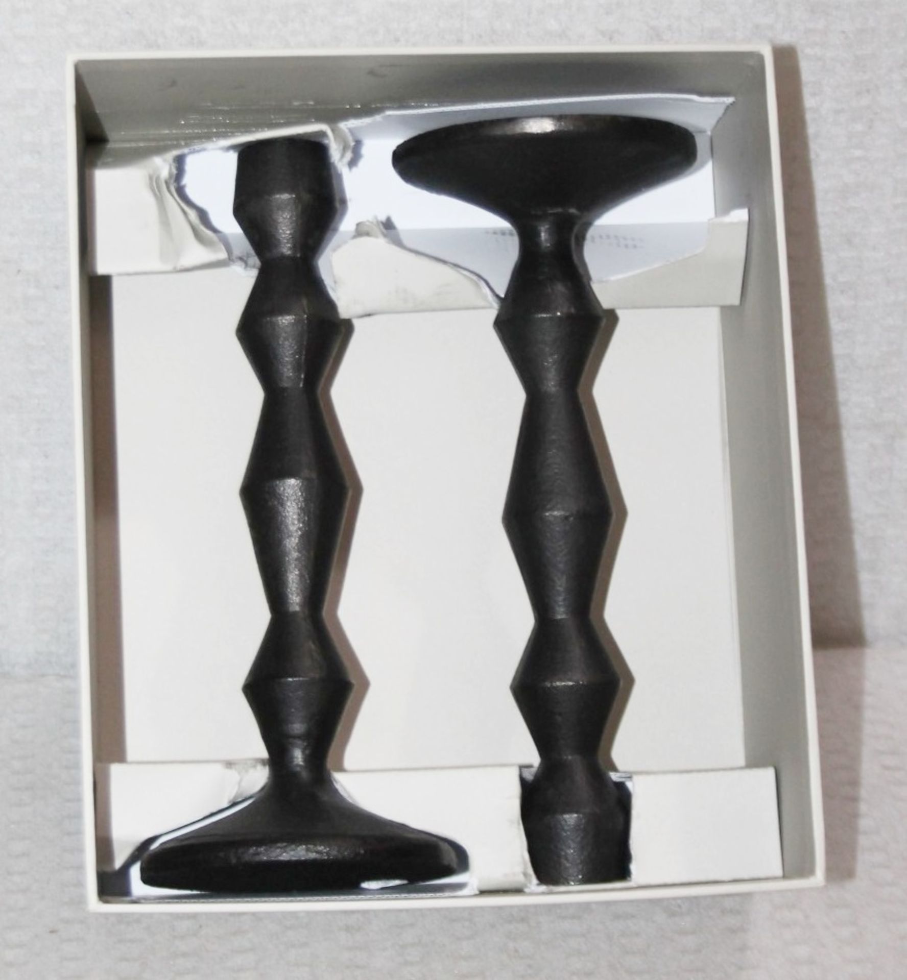 A Pair Of SOHO HOME 'GIGI' Large Forged Iron Candle Holders - Original Price £135.00 - Image 4 of 6