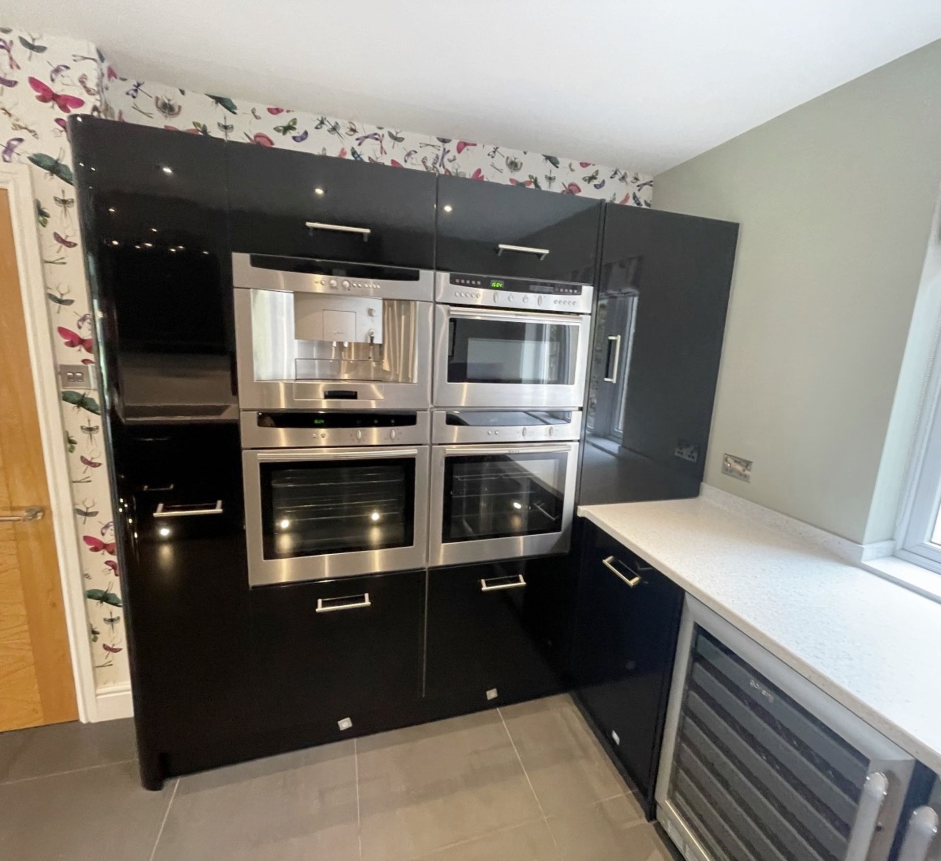 1 x MAGNET Modern Black Gloss Fitted Kitchen With Premium Branded Appliances + Corian Worktops - Image 3 of 62